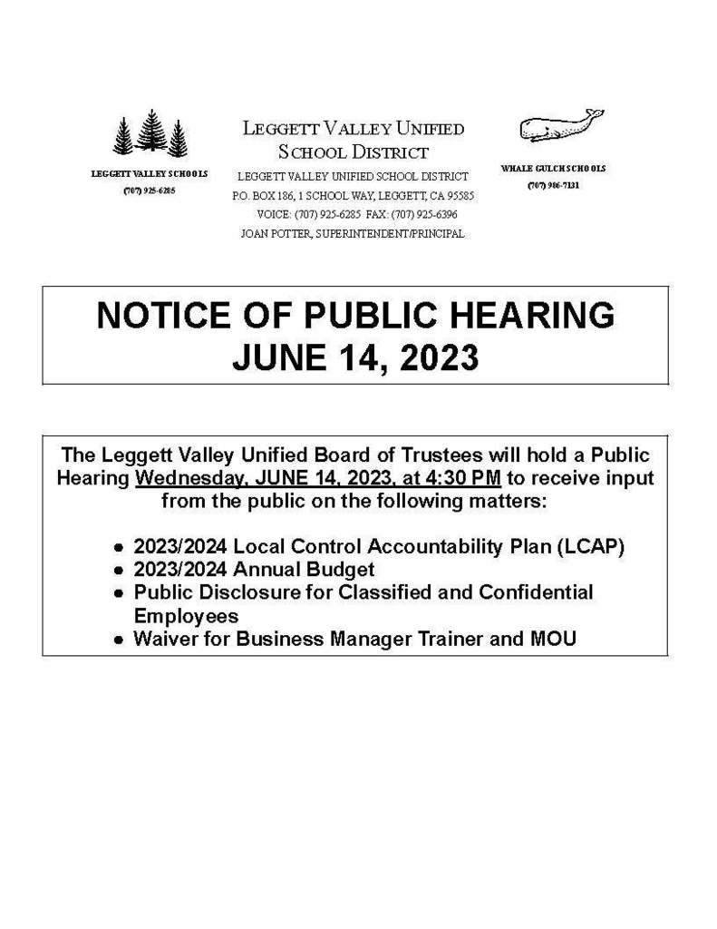 Notice Of Public Hearing
